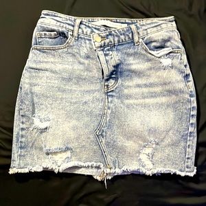 Tinseltown distressed blue jean skirt